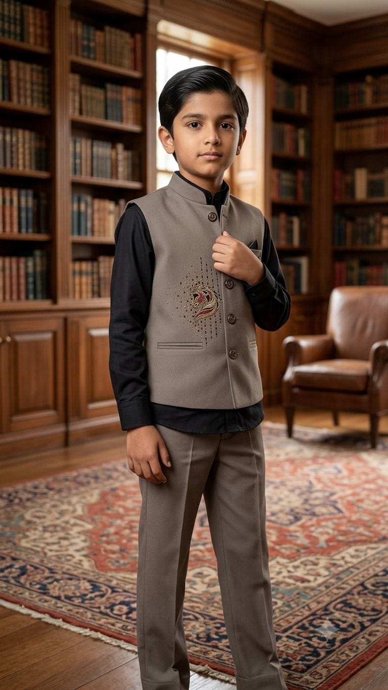 Stylish Boys Vest Coat Set - Image 3